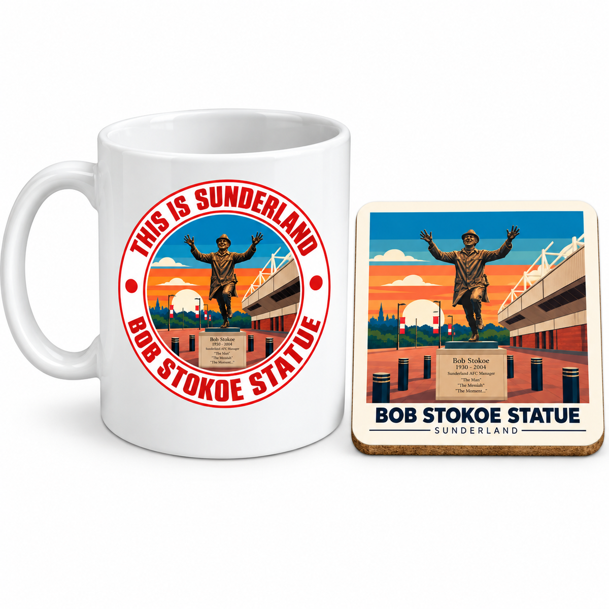 Bob Stokoe Statue Mug and Coaster Set