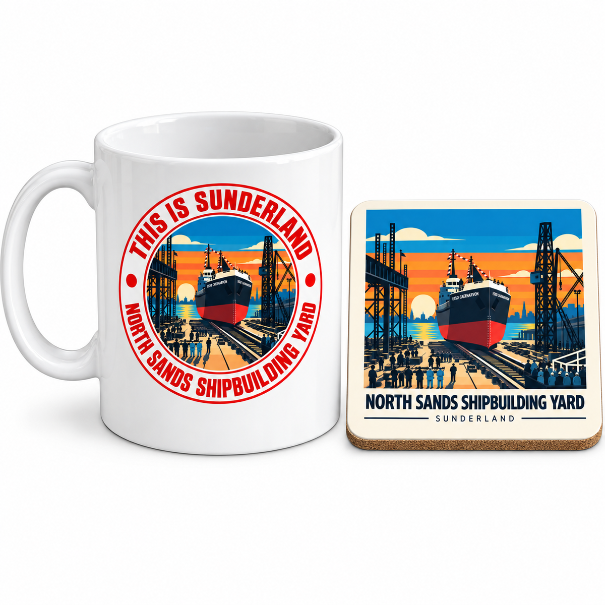 North Sands Shipbuilding Yard Mug and Coaster Set